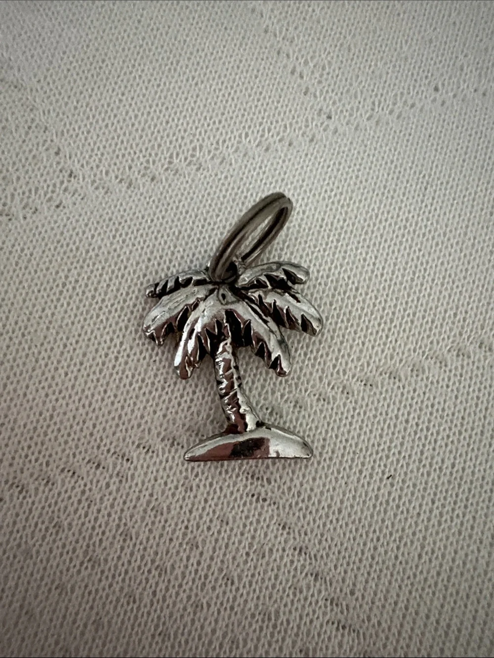 Silver Palm Tree Charm Pendant - Tropical Leaf Design -will not tarnish